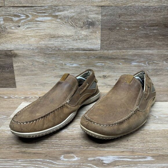 Skechers Brown Leather Loafers Men's Size 13 - Picture 1 of 6